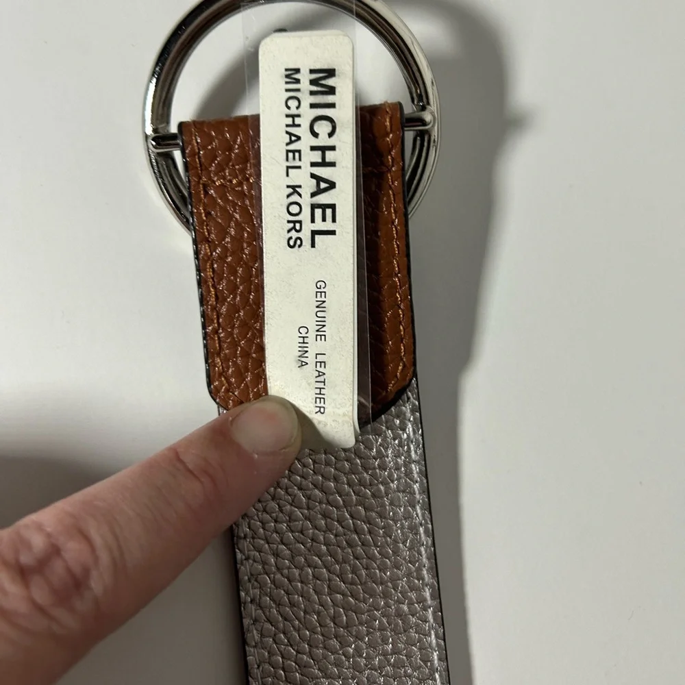 Michael Kors Brown Leather Belt with Silver Buckle, Reversible - Picture 5 of 7